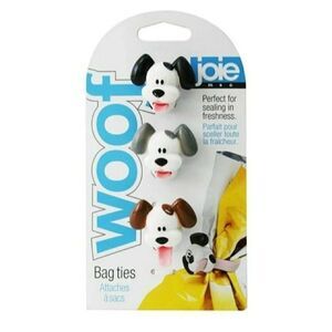 NEW Joie Woof Dog Novelty Bag Ties (Package of 3 ties)